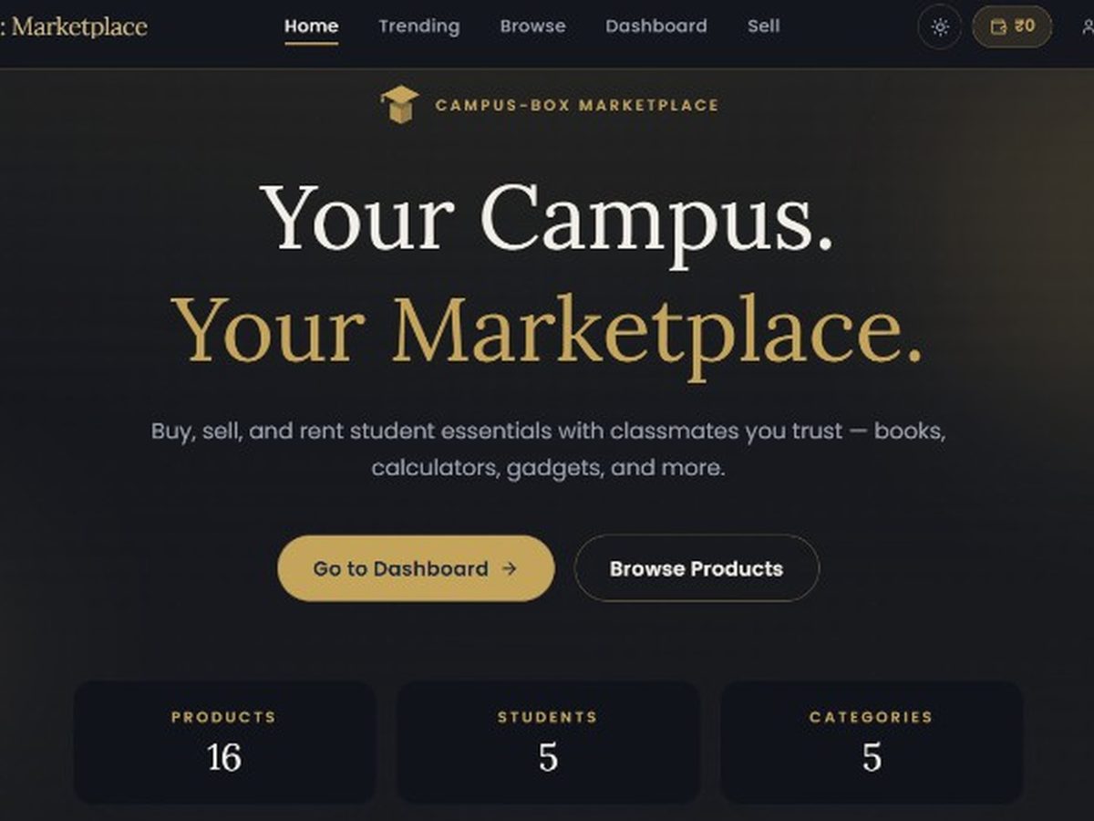 CampusBox landing page — Your Campus. Your Marketplace.